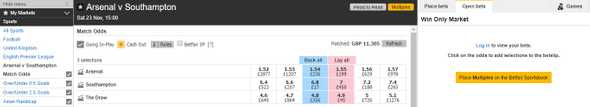 BACK bet is indicated in blue and LAY bet in pink